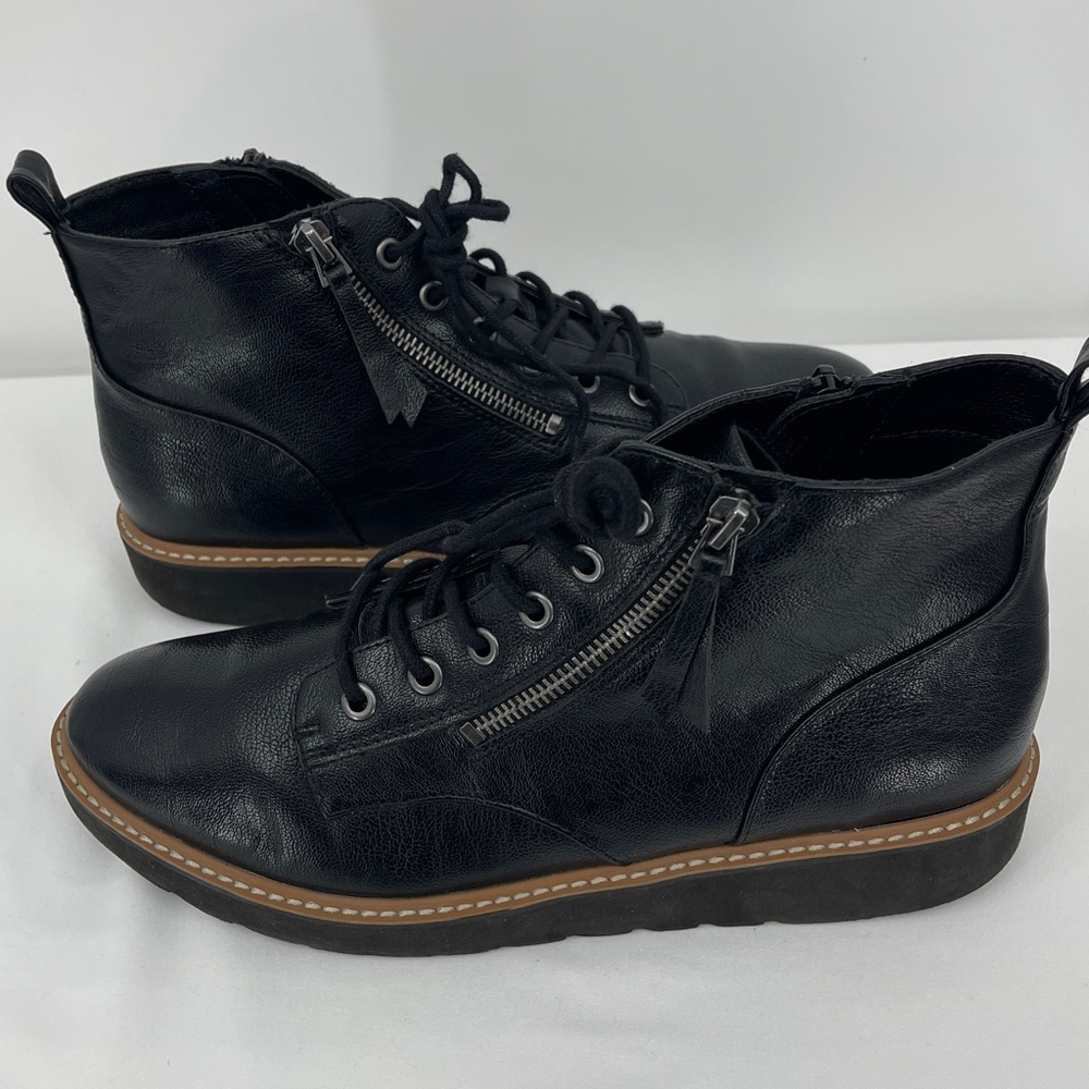NATURALIZER WOMENS Black Leather Boots SIZE 9.5 SIDE ZIPPER - Picture 4 of 9